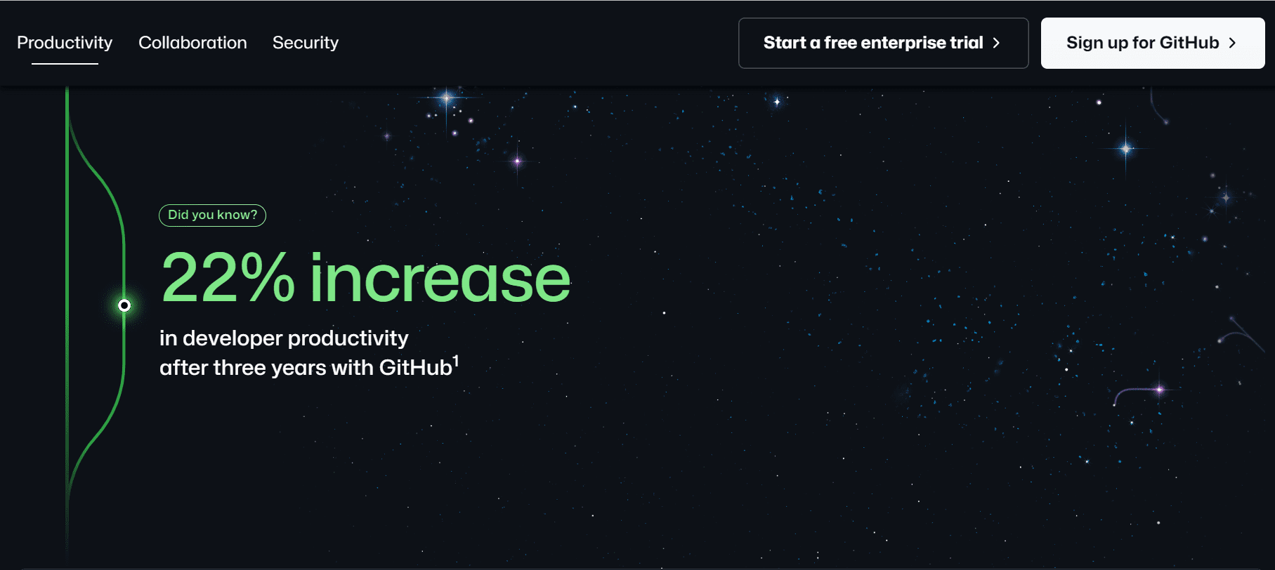 An info page from GitHub. There are stars in the background, the design is very dark and futuristic.